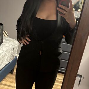 Express Black Blazer with Leopard Lining